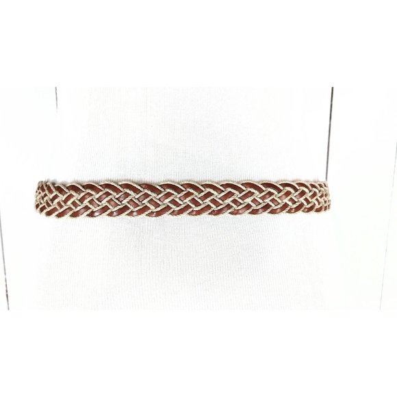 Vintage woven tan jute  leather rope braided belt - Picture 3 of 3